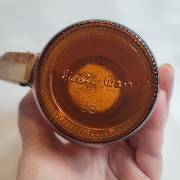 Siesta Ware Amber Brown Glass Barrel Mug Wood Handle Cape Cod - Picture 13 of 13